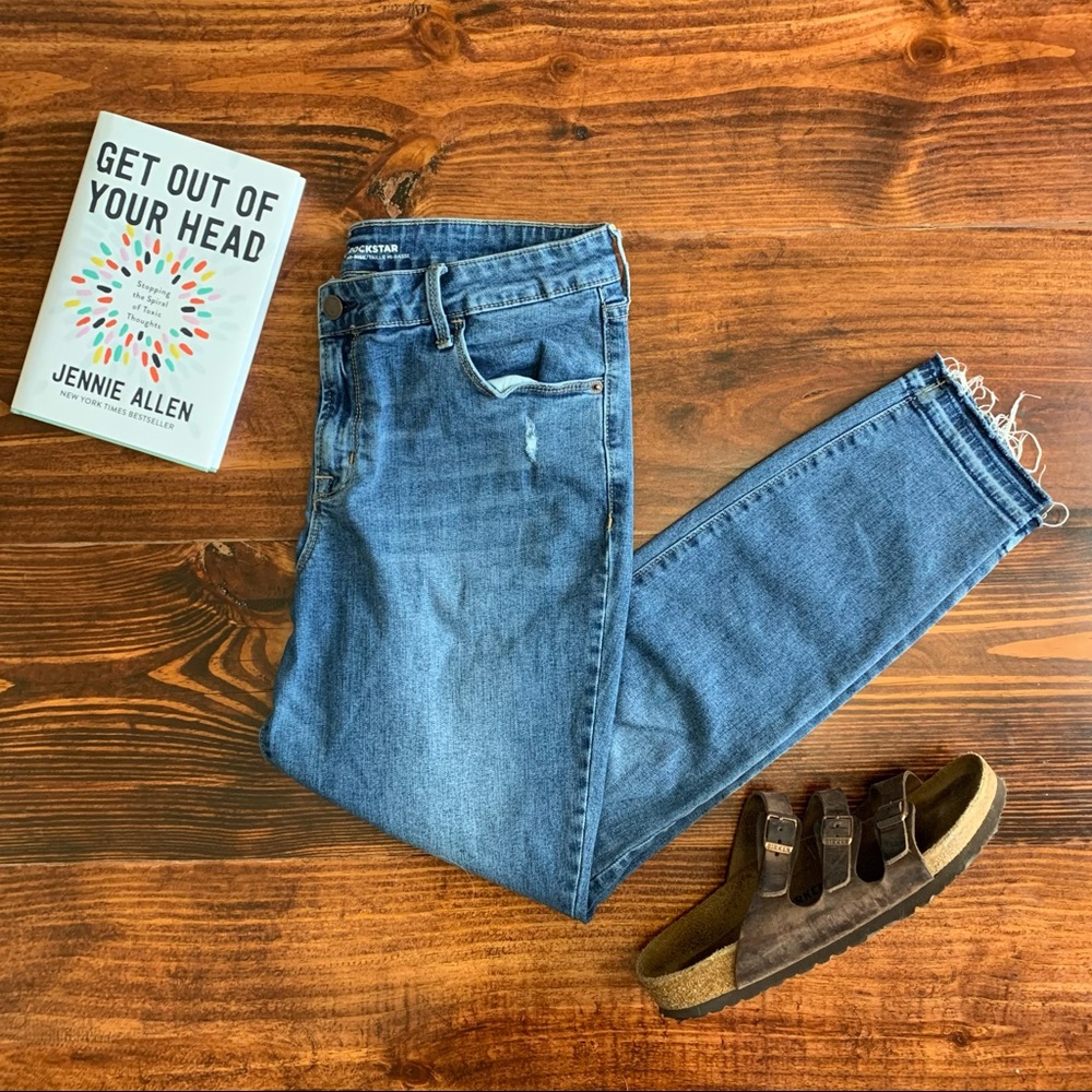 ••Old Navy Rockstar Jeans - Patchwork Detail••